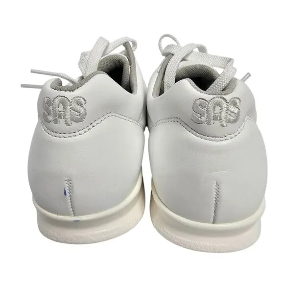 SAS Womens Freetime Comfort Shoes Size 6.5M White Leather Lace-Up Walking