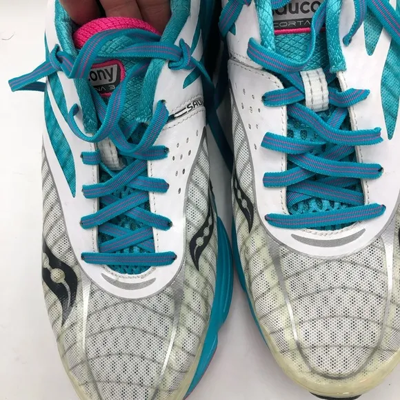 Saucony Cortana 3 Power Grid Sneakers, White/Blue/Pink, Size 10.5