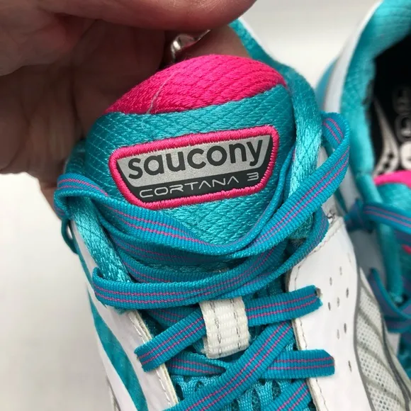 Saucony Cortana 3 Power Grid Sneakers, White/Blue/Pink, Size 10.5