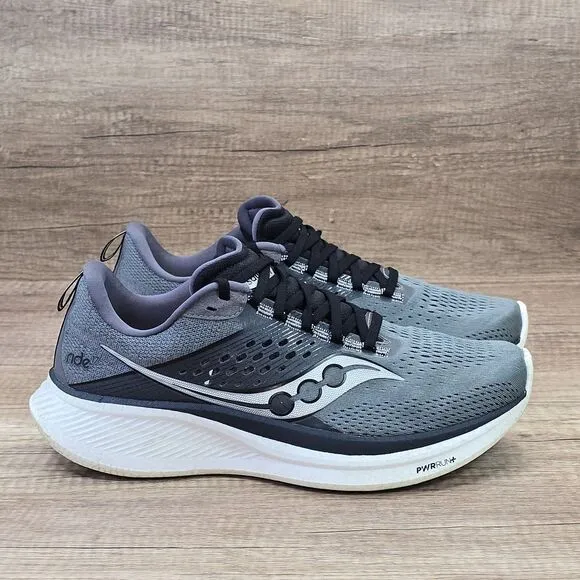Saucony Ride 17 Men's Size 10 Gray Black Running Shoes (S20924-107)