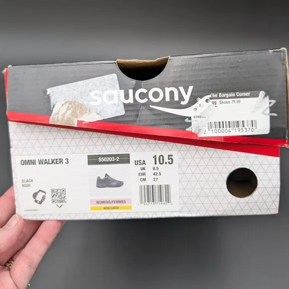 Saucony Shoes Womens 10.5 Wide Black Omni Walker 3 Athletic Exercise Gym Preppy