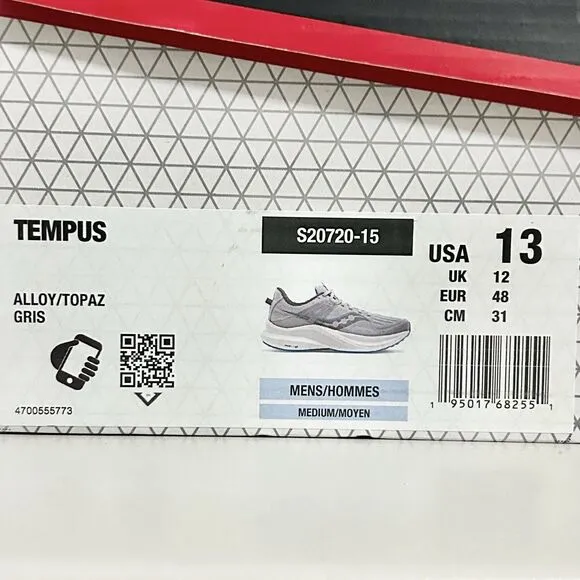 Saucony Tempus “Alloy Topaz” Men’s Size 13 Comfort Cushioned Running Shoes