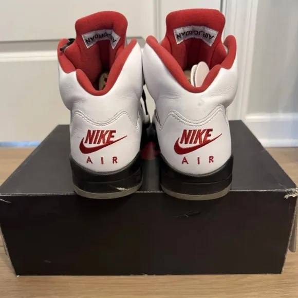 Size 10 M- Air Jordan 5 Retro 'White Fire Red'
