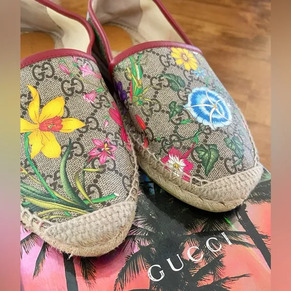 Size 42- Gucci GG Supreme Espadrilles Floral multi