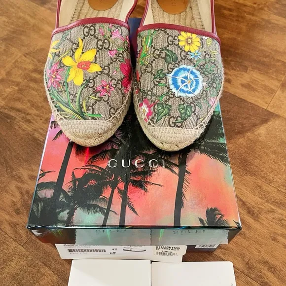 Size 42- Gucci GG Supreme Espadrilles Floral multi