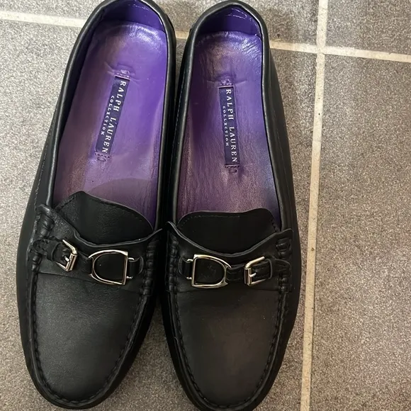 Size 7.5 Ralph Lauren Collection Purple Label Leather DASITA Driving Loafer Shoe