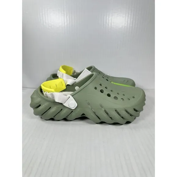 Size 8M/10W CROCS Echo Clog Moss Green Vert Mousse 207937-308 Slip On Shoes NEW