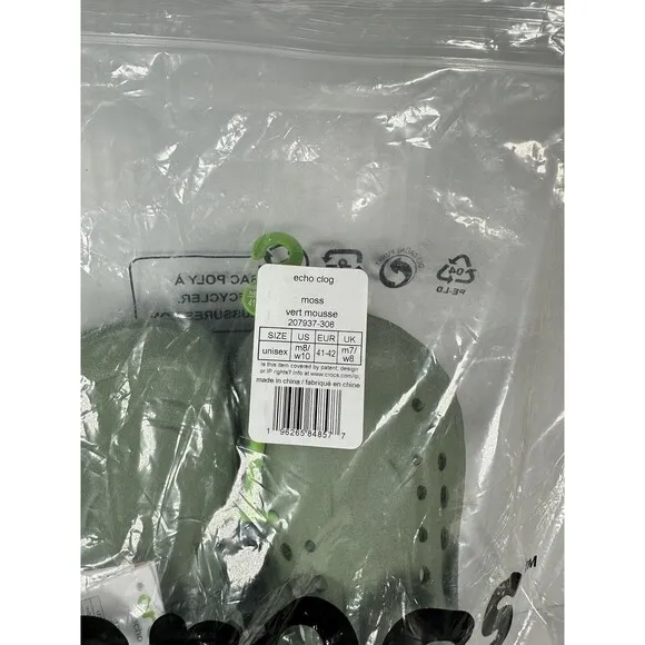 Size 8M/10W CROCS Echo Clog Moss Green Vert Mousse 207937-308 Slip On Shoes NEW
