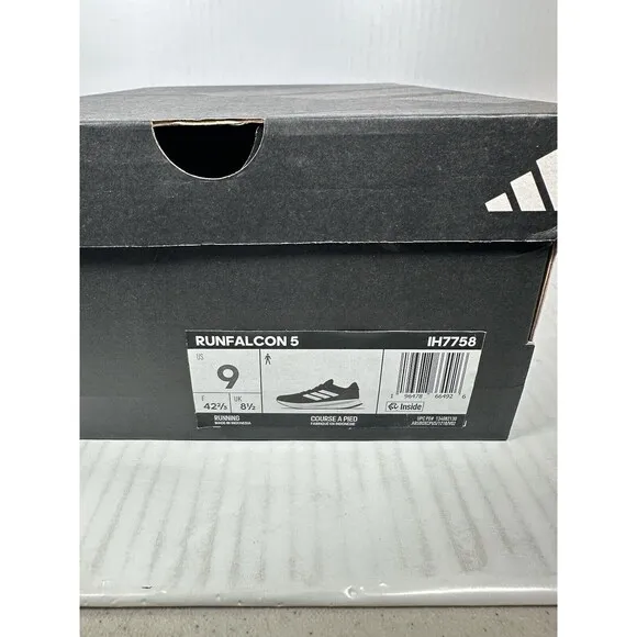 Size 9 Men’s Adidas RUNFALCON 5 CLOUDFOAM Running Sneakers Shoes Black White