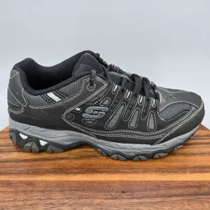 Skechers After Burn Shoes Men's 10 Extra Wide Black Leather Walking Sneakers