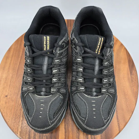 Skechers After Burn Shoes Men's 10 Extra Wide Black Leather Walking Sneakers
