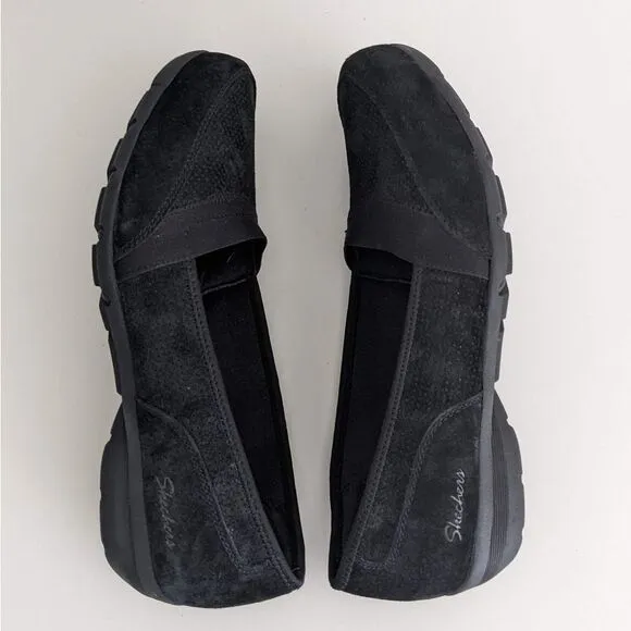 Skechers Black Suede Slip On Shoes Women's 10