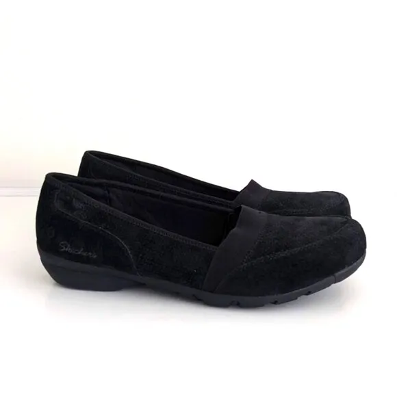 Skechers Black Suede Slip On Shoes Women's 10