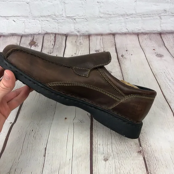 Skechers Brown Leather Slip On Loafers Men's US 11