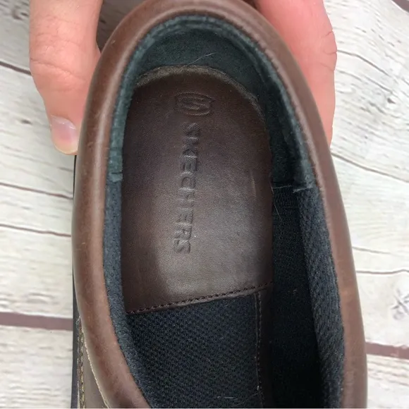 Skechers Brown Leather Slip On Loafers Men's US 11