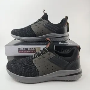 Skechers Delson 3.0 Cicada Shoes Slip On‎ Grey Black Men's Size 13 New