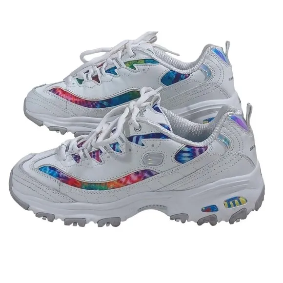 Skechers D'lites Rainbow Summer Fiesta  Shoes White Women's 8 EU 38