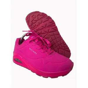 Skechers girls size 4.5 Street Uno Night Shades HOT PINK Very Good condition