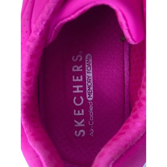 Skechers girls size 4.5 Street Uno Night Shades HOT PINK Very Good condition