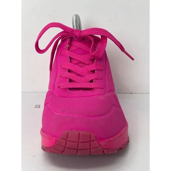 Skechers girls size 4.5 Street Uno Night Shades HOT PINK Very Good condition