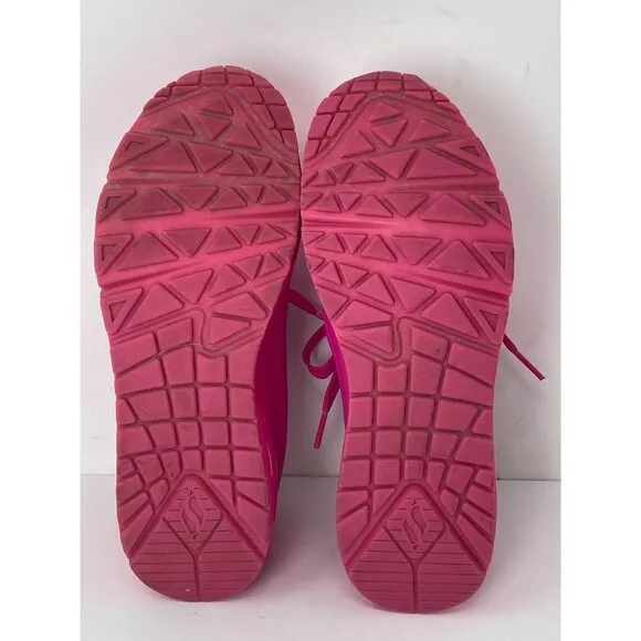 Skechers girls size 4.5 Street Uno Night Shades HOT PINK Very Good condition