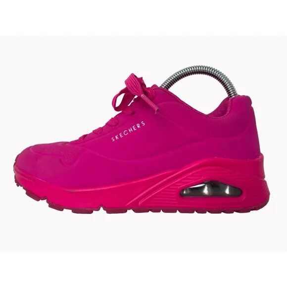 Skechers girls size 4.5 Street Uno Night Shades HOT PINK Very Good condition