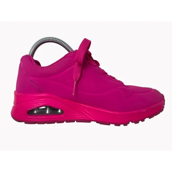 Skechers girls size 4.5 Street Uno Night Shades HOT PINK Very Good condition