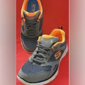 Skechers Lite-Weight Men's Athletic Shoes 8.5M Gray Orange Memory Foam