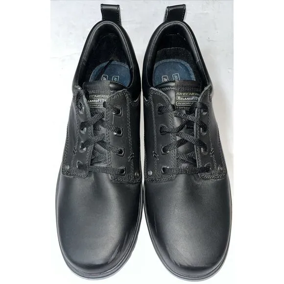 Skechers Mens 64260 Memory Foam Slip Resistant Black Lace‎ Up Work Shoes Size 12