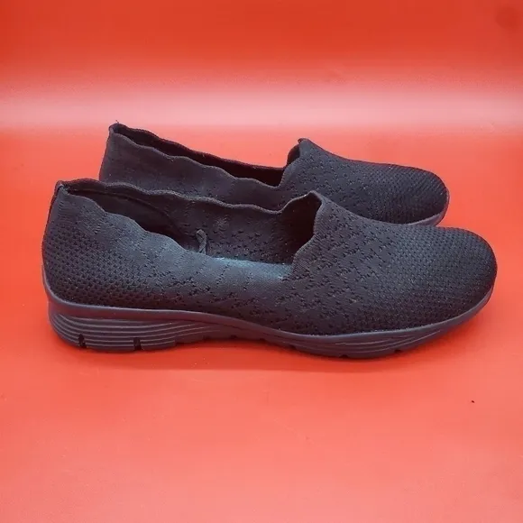 Skechers Seager Stat Slip On Knit Sneakers Womens 8.5 Shoes Black