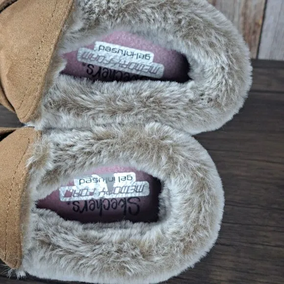 Skechers Skipper Cuddle Joy Slip On Ankle Boots Junior Girls Size 6 Chestnut NEW