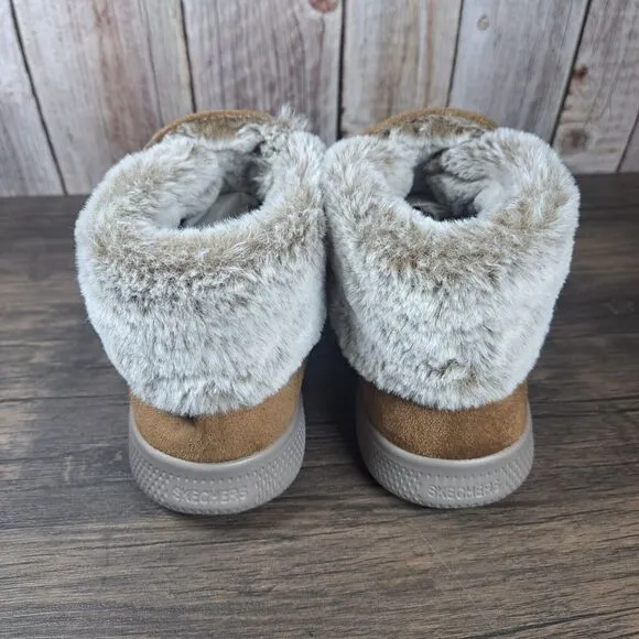 Skechers Skipper Cuddle Joy Slip On Ankle Boots Junior Girls Size 6 Chestnut NEW