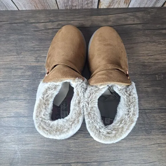 Skechers Skipper Cuddle Joy Slip On Ankle Boots Junior Girls Size 6 Chestnut NEW