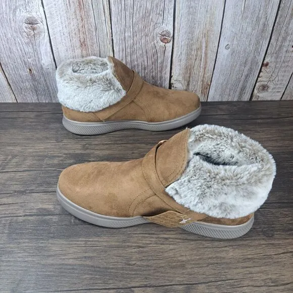 Skechers Skipper Cuddle Joy Slip On Ankle Boots Junior Girls Size 6 Chestnut NEW