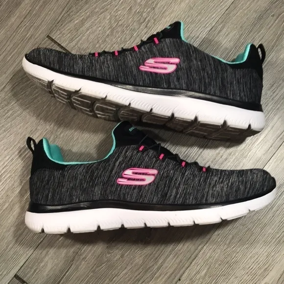 Skechers Women's Summits Quick Getaway Black/L-Blue Slip On Shoes-Asst Size 9.5