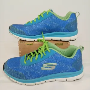 Skechers Work Slip Resistan Womens 8.5 Sneakers Blue Grn Air Cooled Memory Foam