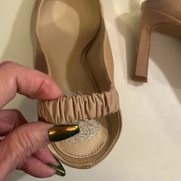 Sling back croc leather heels