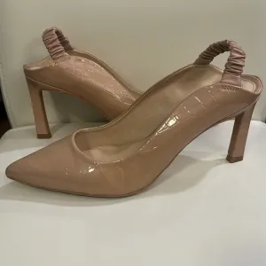 Sling back croc leather heels