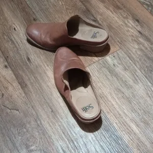 Sofft Brown Leather Mules with Open Back