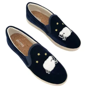 Soludos Velvet Sheep Sneaker Embroidered Metallic Stars Slip On Shoes Size 7.5