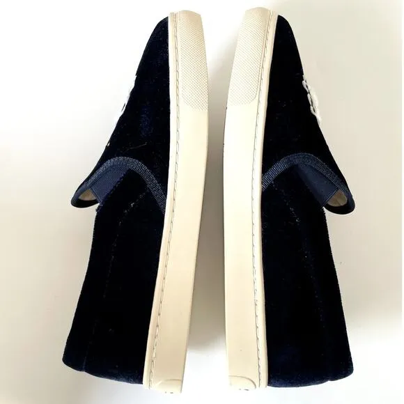 Soludos Velvet Sheep Sneaker Embroidered Metallic Stars Slip On Shoes Size 7.5
