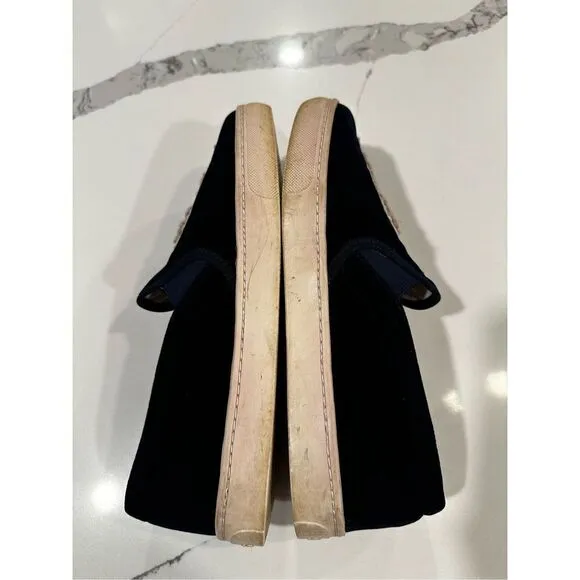 Soludos Anthropologie Navy Velour Velvet and Llama Slip-on Shoes Women’s Sz 9