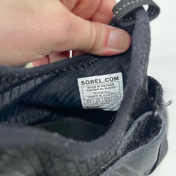 Sorel Kinetic Sneaker Womens 8.5 Black Sneak Slip On Athletic Shoes NL3374-010
