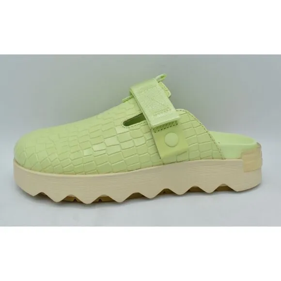 Sorel Womens Size 8 Viibe Lime Green White Croc Embossed Slip On Clogs Shoes
