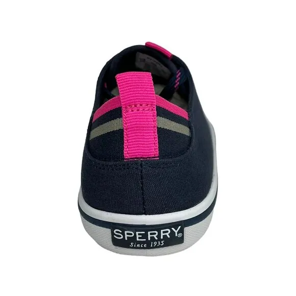 Sperry Hy Port Youth Girl's Casual Canvas Shoes Size 4-5 Navy Blue/Pink