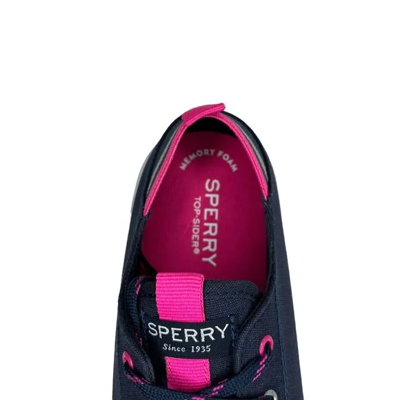 Sperry Hy Port Youth Girl's Casual Canvas Shoes Size 4-5 Navy Blue/Pink