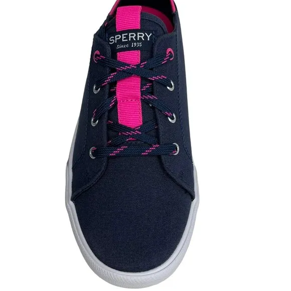Sperry Hy Port Youth Girl's Casual Canvas Shoes Size 4-5 Navy Blue/Pink