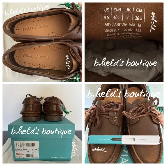 Sperry x Aritzia Authentic Original Boat Shoe Distressed Choco Brown Sz 9.5 NWT