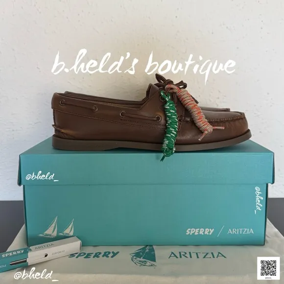 Sperry x Aritzia Authentic Original Boat Shoe Distressed Choco Brown Sz 9.5 NWT