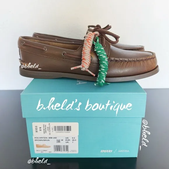 Sperry x Aritzia Authentic Original Boat Shoe Distressed Choco Brown Sz 9.5 NWT